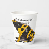 黄色と黒の黄色と縞模様のポイズンダーツカエル 紙コップ (正面)