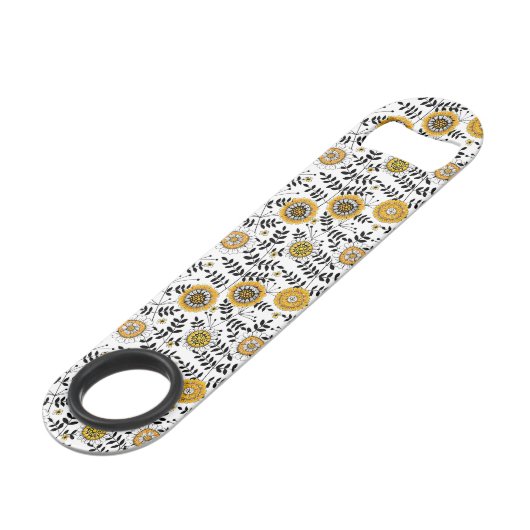 黄色と黒葉のドードルの花と花 スピード栓抜き (正面アングル)