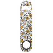 黄色と黒葉のドードルの花と花 スピード栓抜き (裏面)