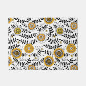 黄色と黒葉のドードルの花と花 ドアマット (正面)