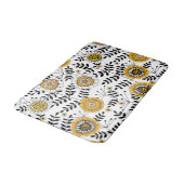 黄色と黒葉のドードルの花と花 バスマット (アングル)