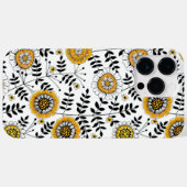 黄色と黒葉のドードルの花と花 Case-Mate iPhoneケース (裏面 (横))