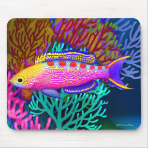 黄色によって斑点を付けられるAnthias礁の魚のマウスパッド マウスパッド