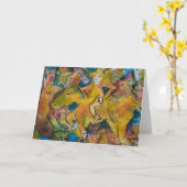 黄色によって膨らまされるやじり声および怒っている馬 カード (黄色い花)