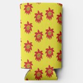 黄色にスパイクオレンジと赤い花 スリム缶クーラー (裏面)