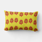 黄色にスパイクオレンジと赤い花 ランバークッション (裏面)