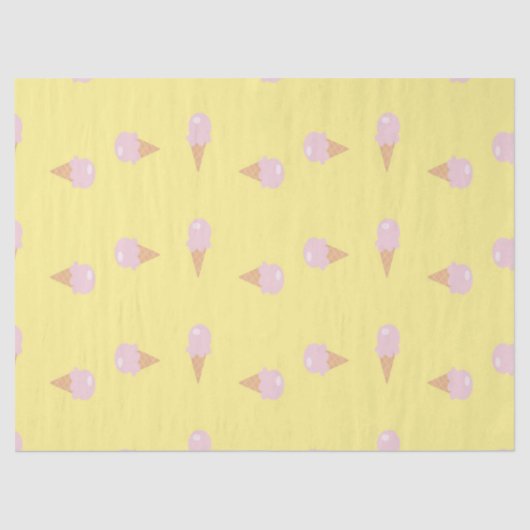 黄色にピンクのアイスクリーム 薄葉紙 (正面)