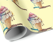 黄色に滴るアイスクリームコーン ラッピングペーパー (ロールコーナー)