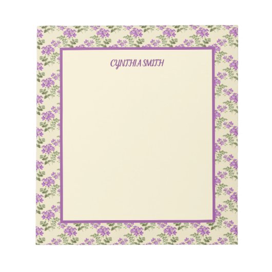 黄色に紫のクワ淡い色のイパーソナライズされたレ ノートパッド (正面)