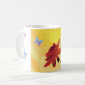 黄色に赤いバラ コーヒーマグカップ (正面左)