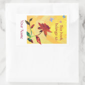 黄色に赤いバラ 長方形シール (バッグ)