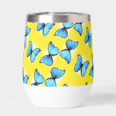 黄色に青い蝶のパターン (背面)