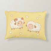黄色に2つの可愛い羊のパターン アクセントクッション (裏面)