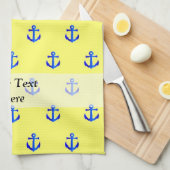 黄色のいかりパターン キッチンタオル (四つ折り)