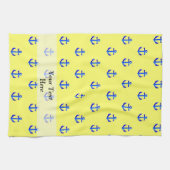 黄色のいかりパターン キッチンタオル (横)