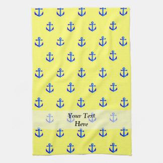 黄色のいかりパターン キッチンタオル