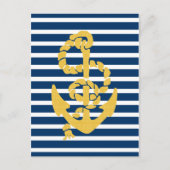 黄色のいかり青と白の背ストライプの景 ポストカード (正面)