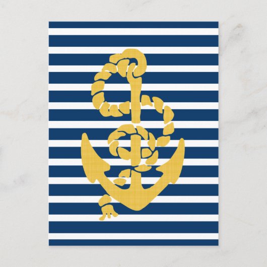 黄色のいかり青と白の背ストライプの景 ポストカード (正面)