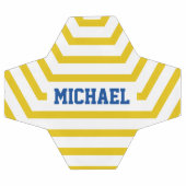 黄色のおもしろいストライプ名前をカスタムする サッカーボール (フラット)