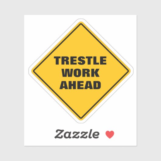 黄色のおもしろいトレッスル工事前道路標識 シール (シート)