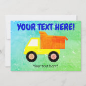 黄色のおもちゃトラックの動揺して子供 招待状 (正面)