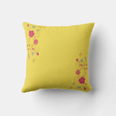 黄色のお洒落フローラと蝶のアクセント クッション (裏面)