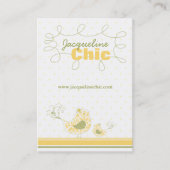 黄色のお洒落ママとベビーの鳥のダマスクの渦巻き 名刺 (正面)