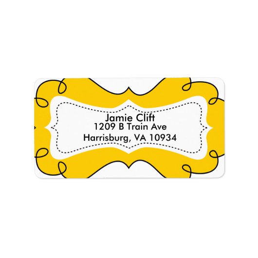 黄色のお洒落住所 シール (正面)