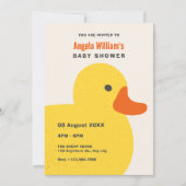 黄色のかわいいアヒルの赤ちゃんシャワー 招待状 (正面)