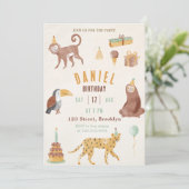 黄色のかわいいイラストの子供の誕生日 招待状 (スタンド正面)