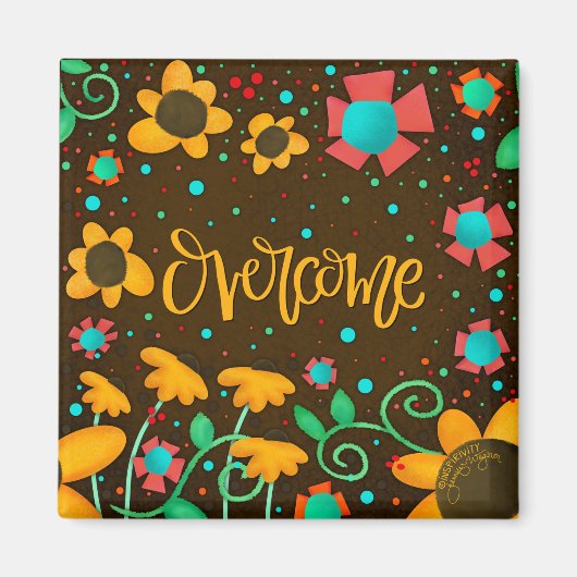 黄色のかわいらしフローラの感光を克服モダンする マグネット (正面)