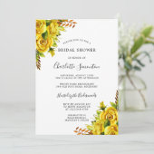 黄色のかわいらしローズフローラブライダルシャワー招待 招待状 (スタンド正面)