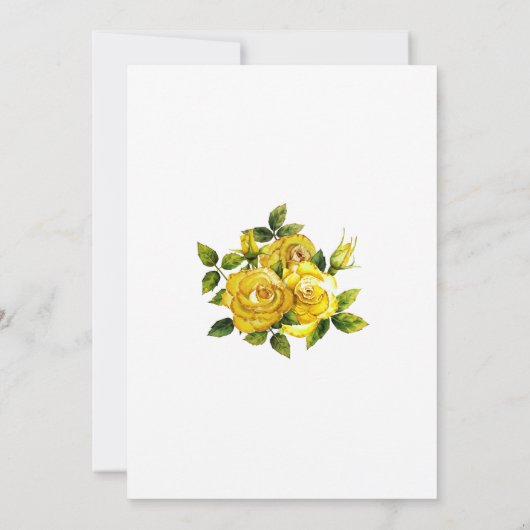 黄色のかわいらしローズフローラブライダルシャワー招待 招待状 (裏面)