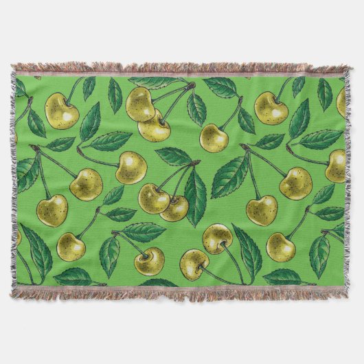 黄色のさくらんぼ スローブランケット (正面)