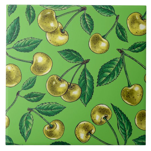 黄色のさくらんぼ タイル (正面)