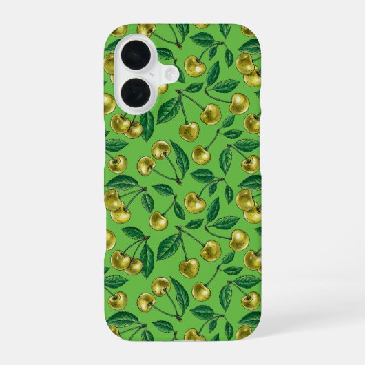 黄色のさくらんぼ iPhone 16ケース (裏面)