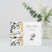 黄色ののまわりにダマスク渦巻き旋回テーブル番号カード ポストカード (スタンド正面)