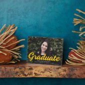 黄色のはっきりしたスクリプトの卒業写真 フォトプラーク (側面)