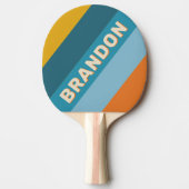 黄色のはっきりしたレトロストライプの（名前） 卓球ラケット (正面)