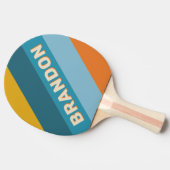 黄色のはっきりしたレトロストライプの（名前） 卓球ラケット (横)