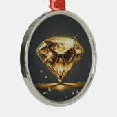 黄色のひし形と黒の背景 メタルオーナメント (右)