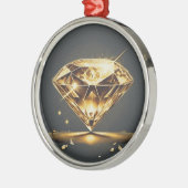 黄色のひし形と黒の背景 メタルオーナメント (左)