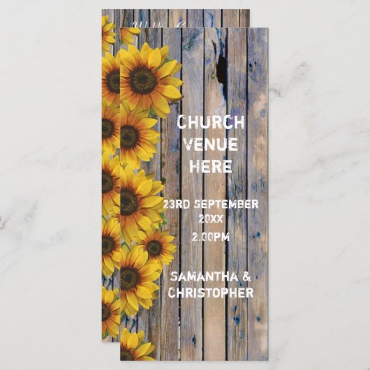 黄色のひな素朴ま花教会の結婚式 プログラム (正面/裏面)