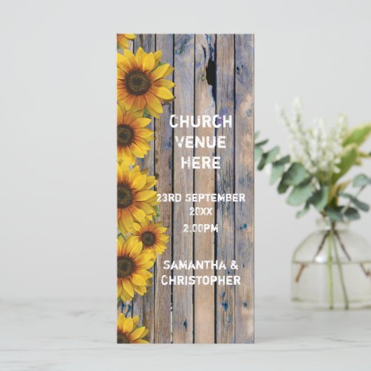 黄色のひな素朴ま花教会の結婚式 プログラム (スタンド正面)