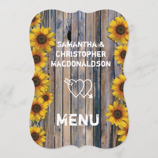 黄色のひな素朴わり国結婚式メニュー メニュー (正面)