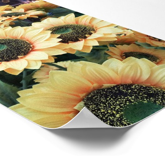 黄色のひまわりが幸せになる ポスター (角)