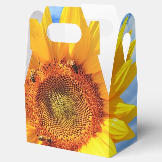黄色のひまわりとミツバチが青い空に浮かぶ箱 フェイバーボックス (オープン)