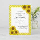 黄色のひまわりと水玉の誕生日ランチ 招待状 (スタンド正面)