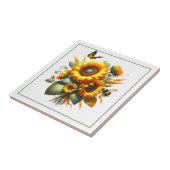 黄色のひまわりと蜂の花のセラミックタイル タイル (側面)