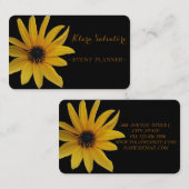黄色のひまわりのある素敵な黒 名刺 (正面/裏面)